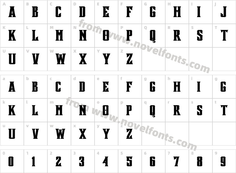 Mestizo FontCharacter Map