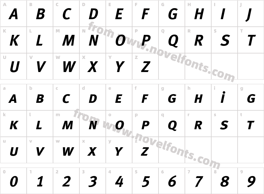 MetaBoldTurkLF-ItalicCapsCharacter Map
