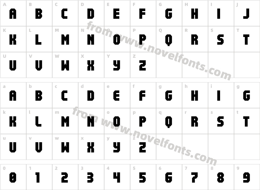 Metal Sentinel CondensedCharacter Map