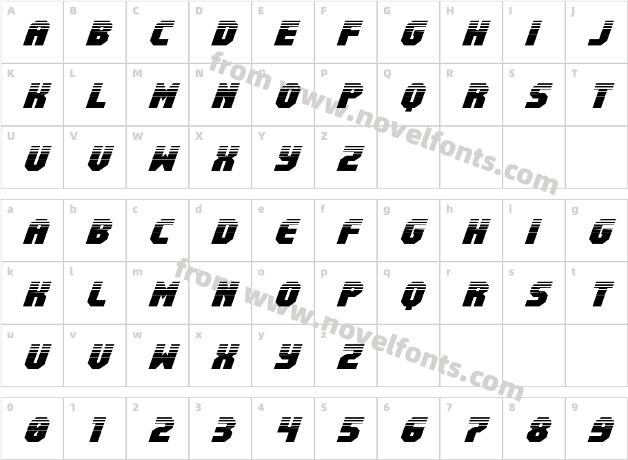 Metal Sentinel Halftone ItalicCharacter Map