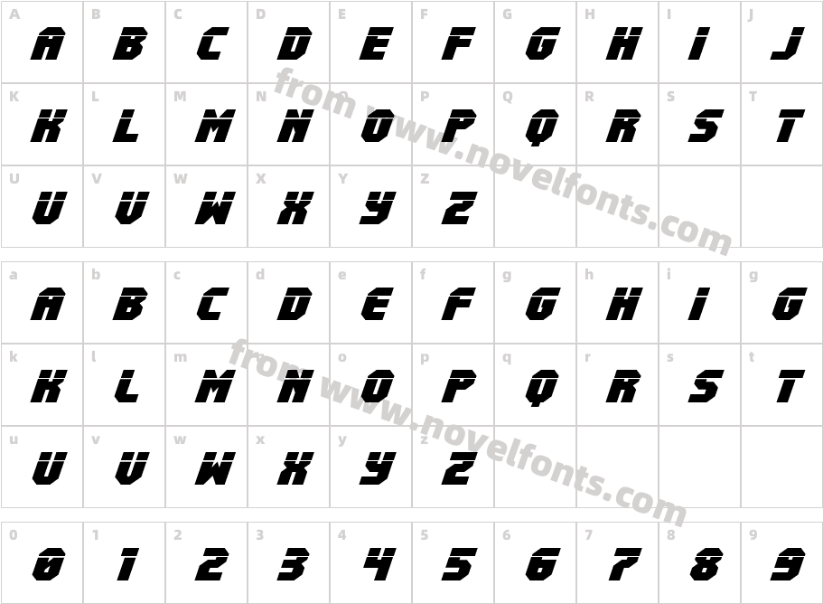 Metal Sentinel Laser ItalicCharacter Map