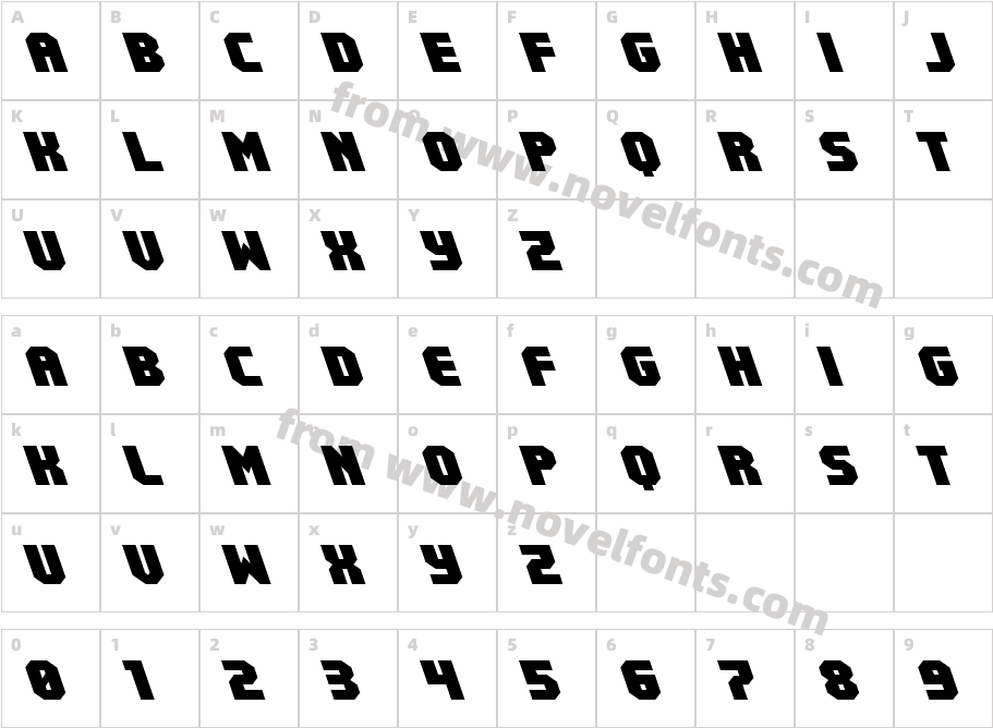 Metal Sentinel LeftalicCharacter Map