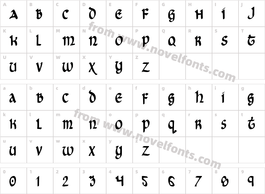 Cry Uncial CondensedCharacter Map