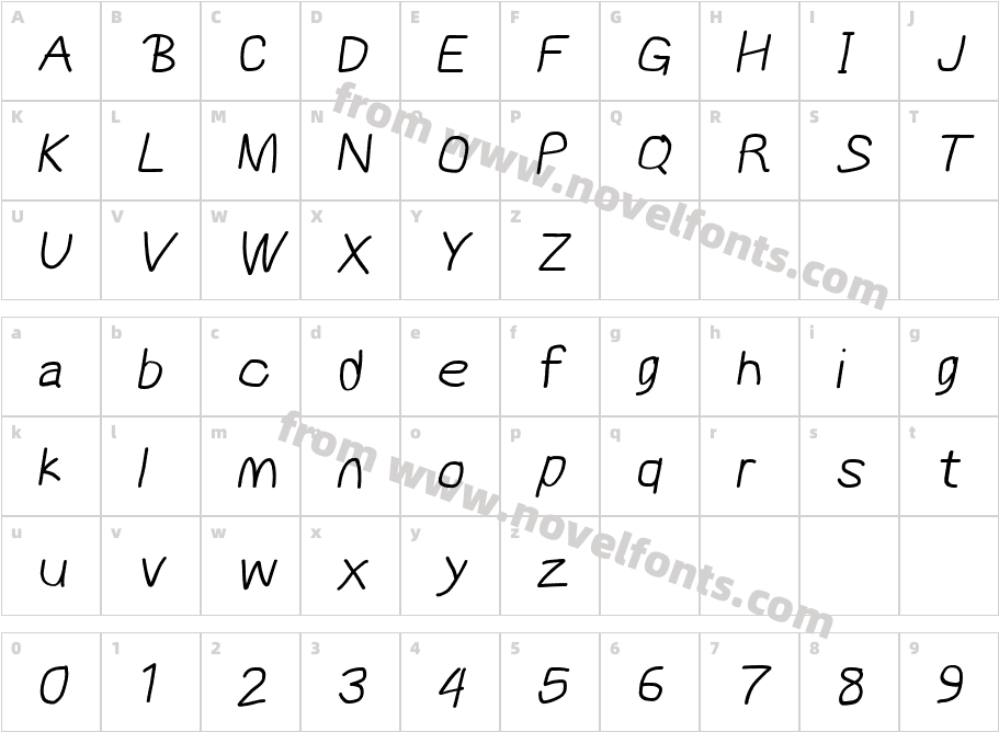 MewTooHand Bold ItalicCharacter Map