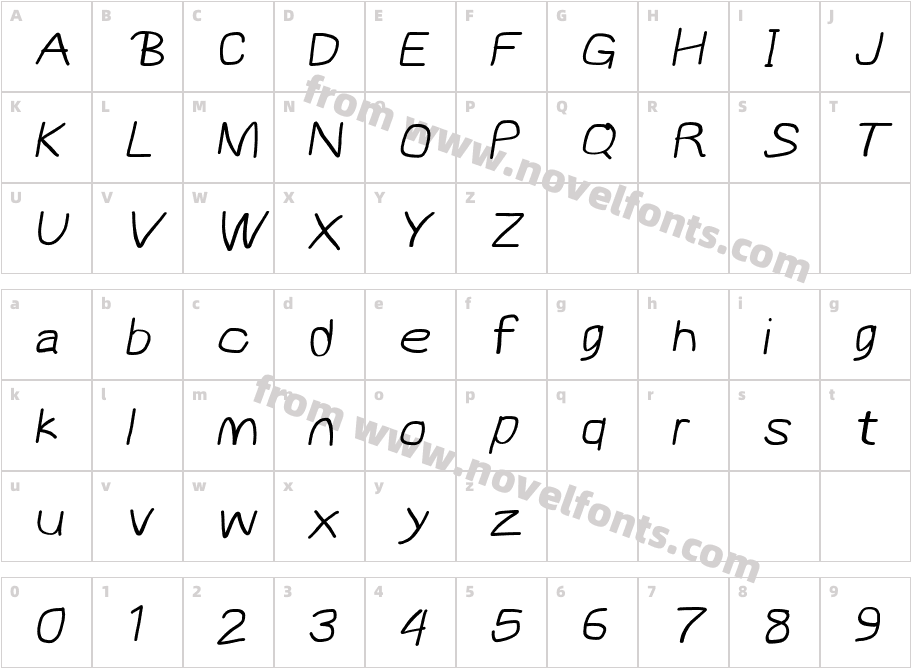 MewTooHand Bold Wide ItalicCharacter Map