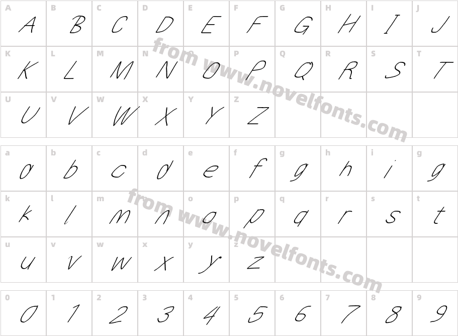 MewTooHand UltimateItalicCharacter Map