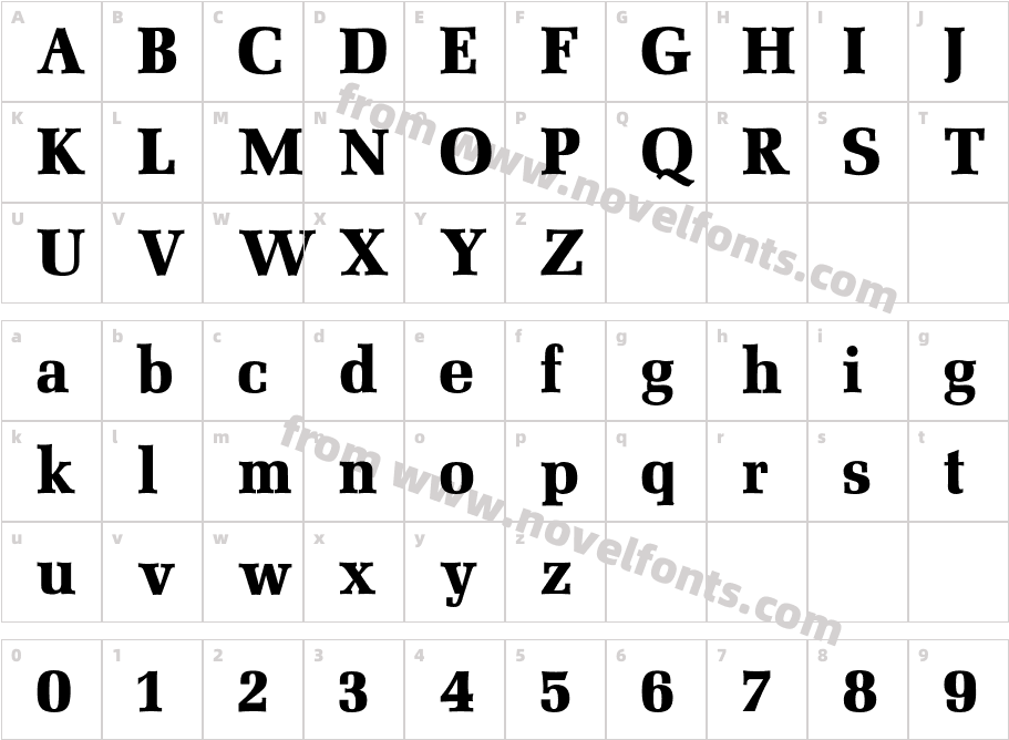 MezzoBoldCharacter Map