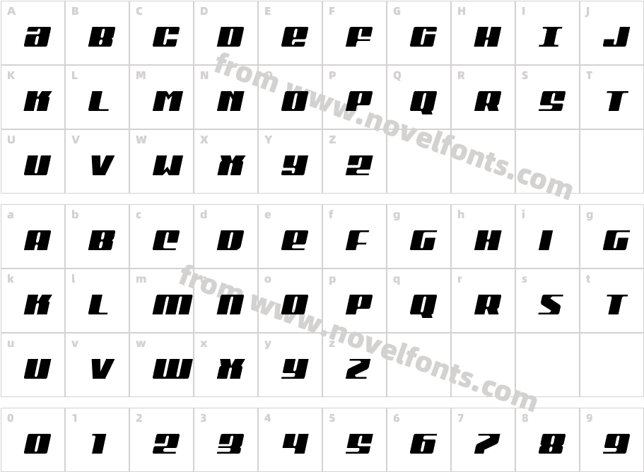 Michigan Condensed Semi-ItalicCharacter Map