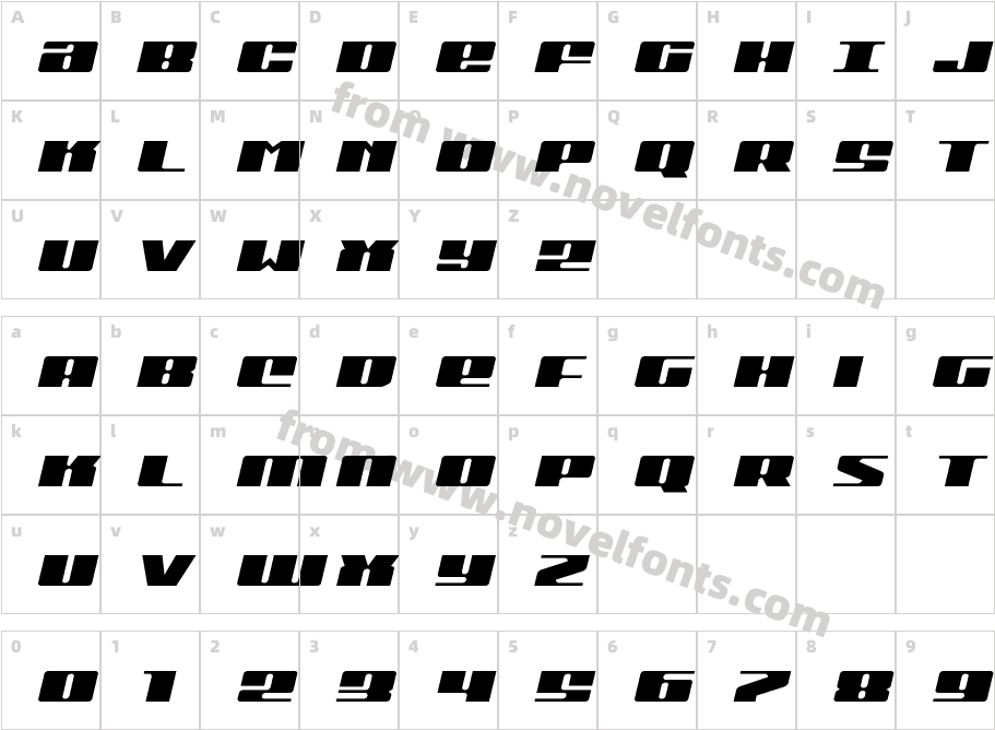 Michigan Expanded Semi-ItalicCharacter Map