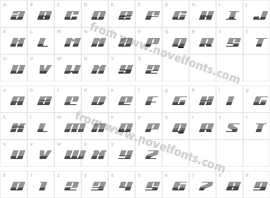 Michigan Gradient ItalicCharacter Map