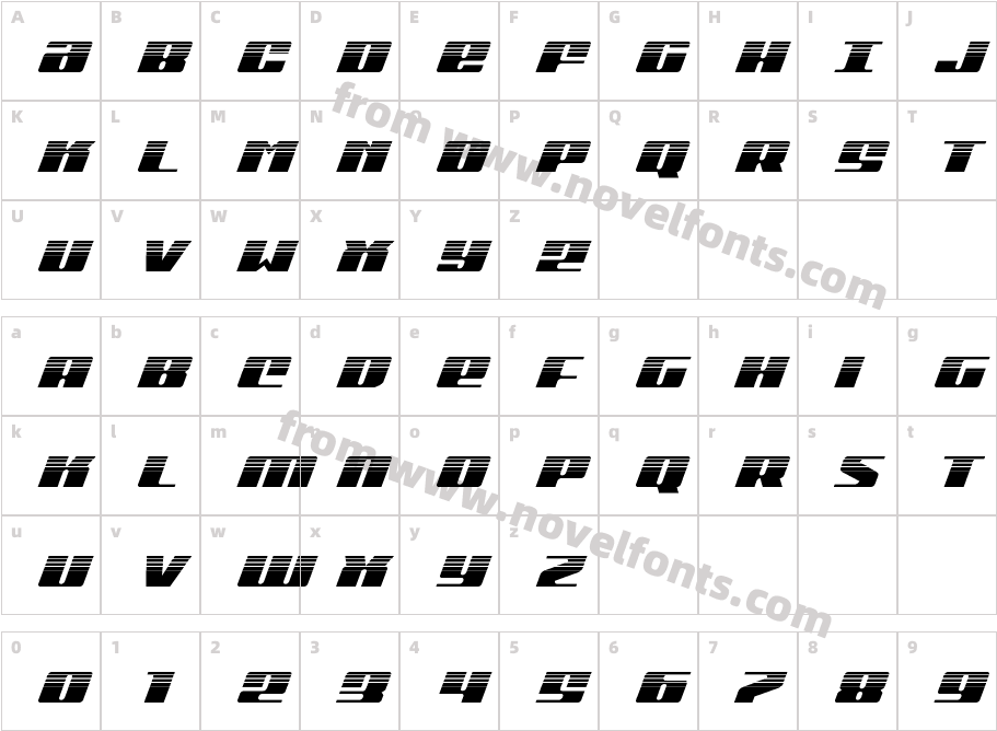 Michigan Halftone ItalicCharacter Map