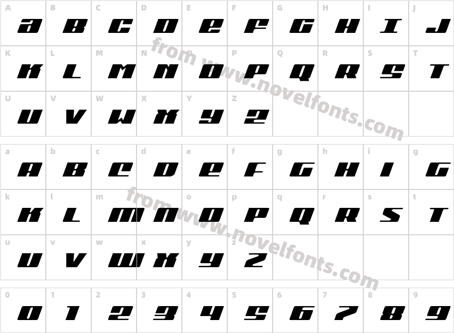 Michigan ItalicCharacter Map