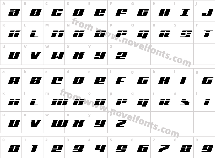 Michigan Laser ItalicCharacter Map