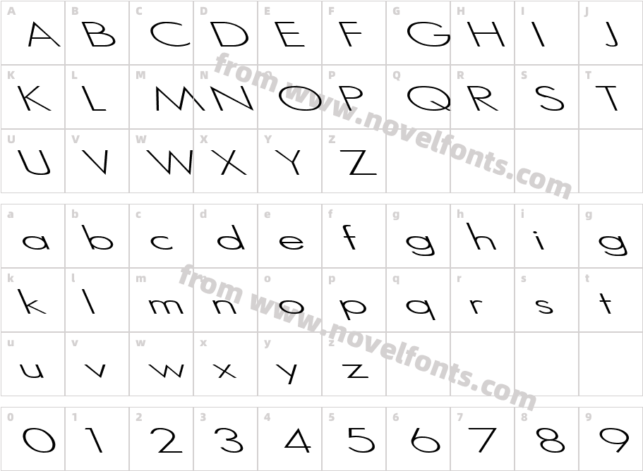 Micro Serif Light LeftyCharacter Map