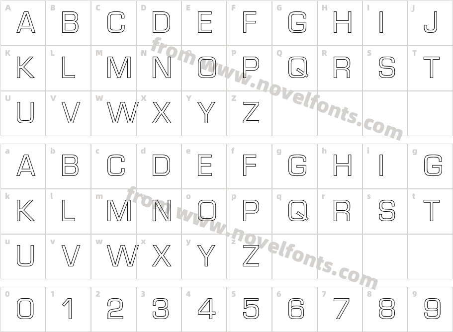 MicroTechnicOutlineCharacter Map