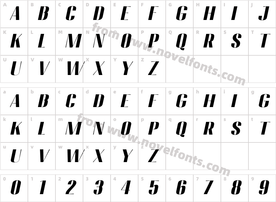 Migha-BlackSemiExpandedSlantCharacter Map