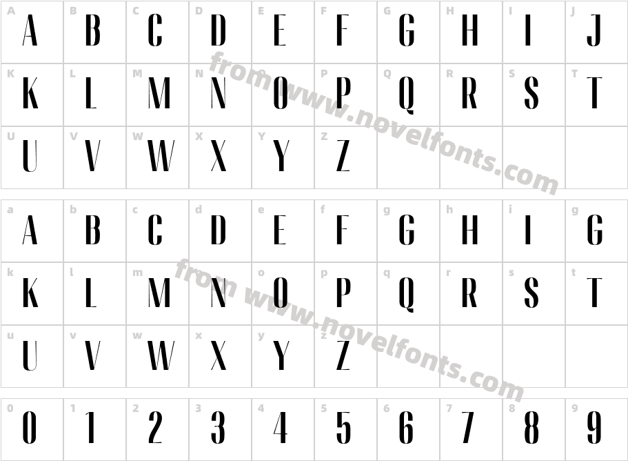 Migha-BoldCondensedCharacter Map