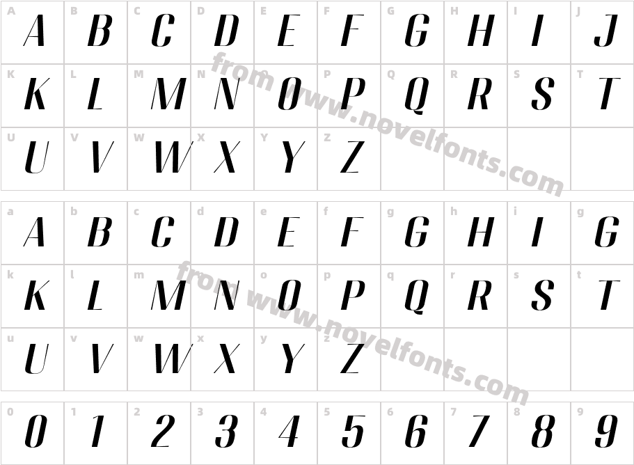 Migha-MediumSemiExpandedSlantCharacter Map