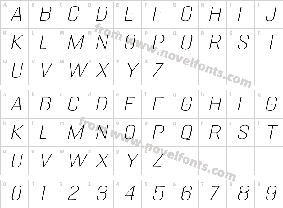 Migha-ThinExpandedCNTRSlantCharacter Map