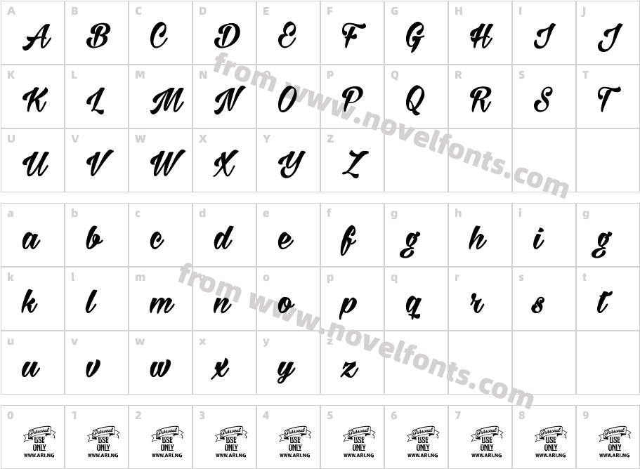 Milasian Bold PERSONALCharacter Map