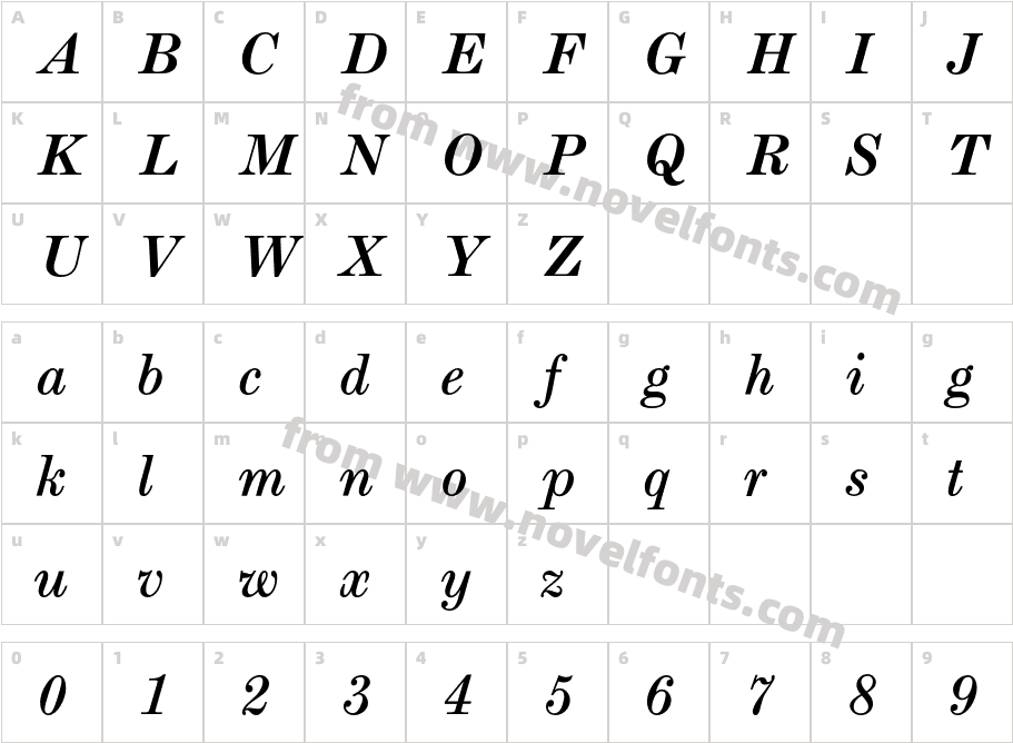 Miller-text-ItalicCharacter Map