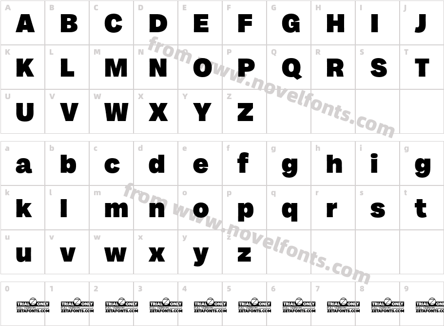 Milligram Trial HeavyCharacter Map