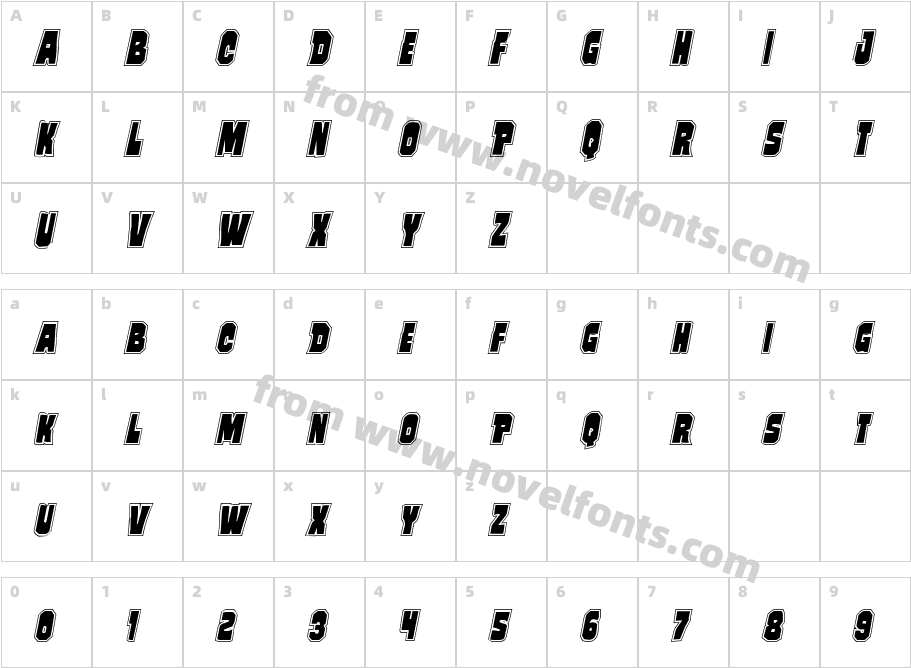 Mindless Brute Poster ItalicCharacter Map