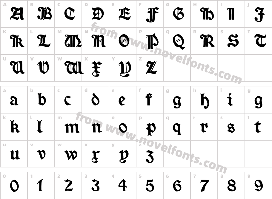 Minim ExtraBoldCharacter Map