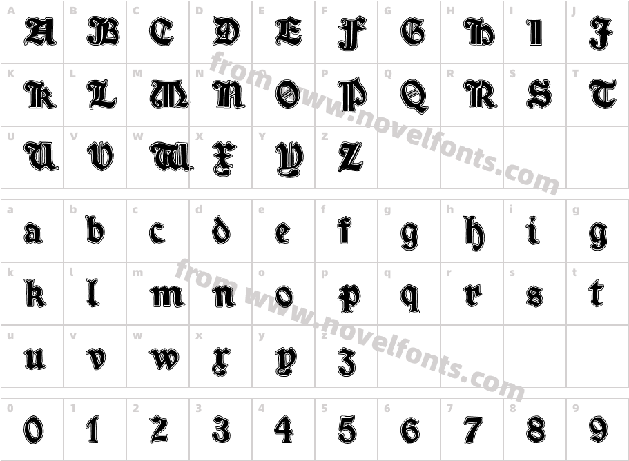 Minim Outline ExtraBoldCharacter Map