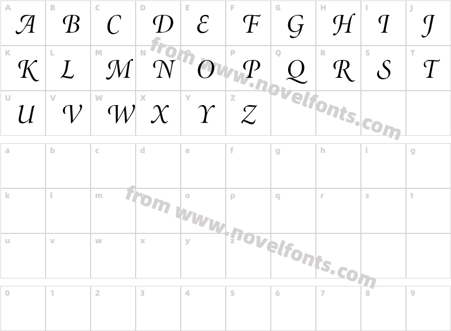 Minion-SwashDisplayItalicCharacter Map