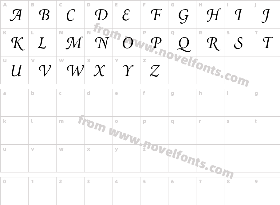 Minion-SwashItalicCharacter Map