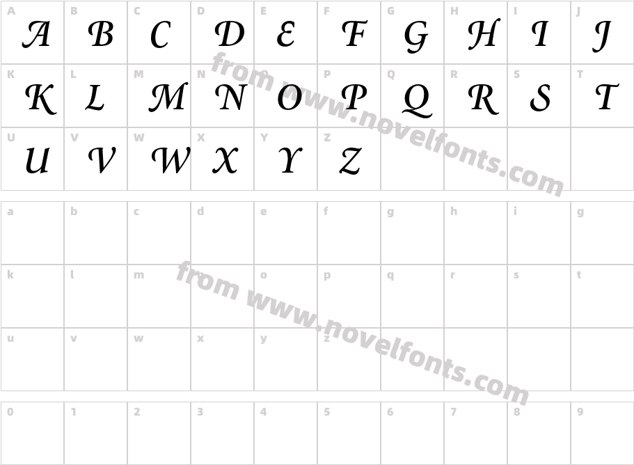 Minion-SwashSemiboldItalicCharacter Map