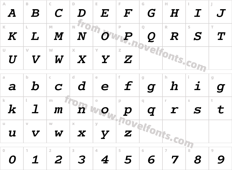 CumberlandStd-BoldItalicCharacter Map