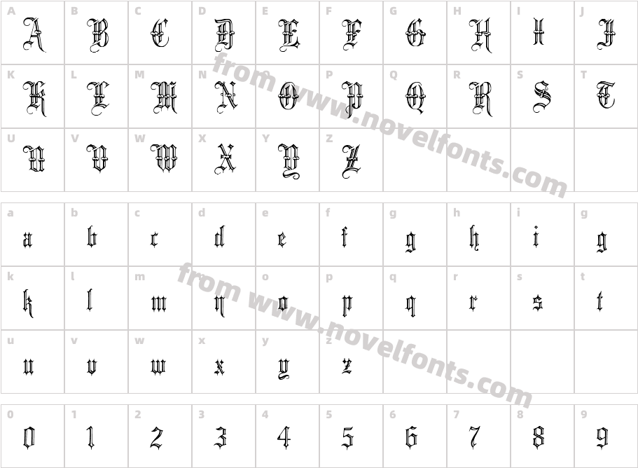 Minster No 5Character Map