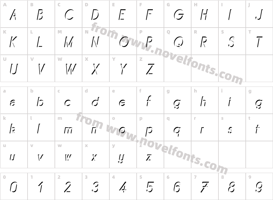 Mirage ItaliqueCharacter Map