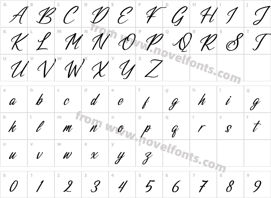 Cuningham Singleton ItalicCharacter Map