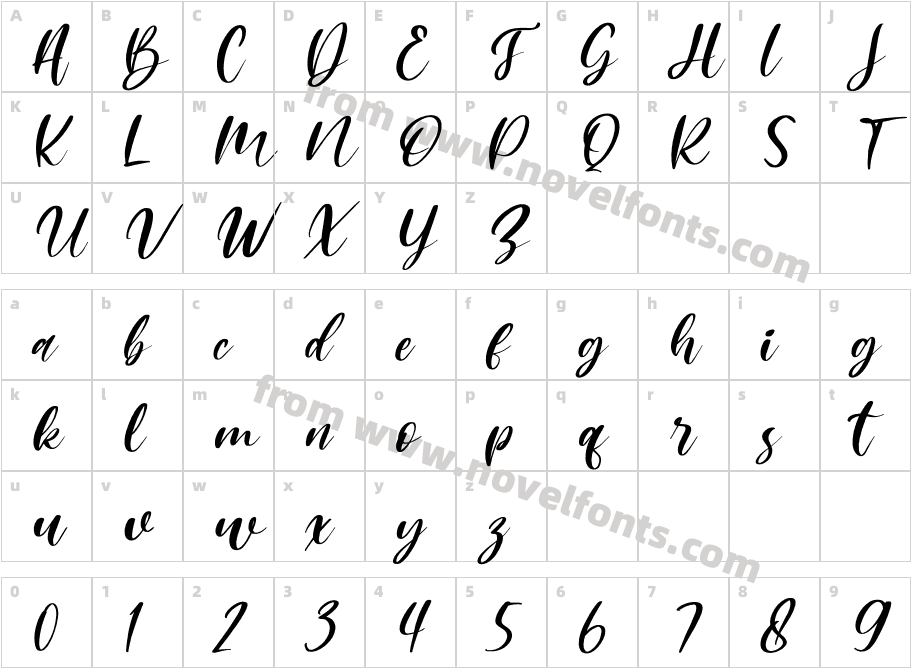 Mishella ItalicCharacter Map