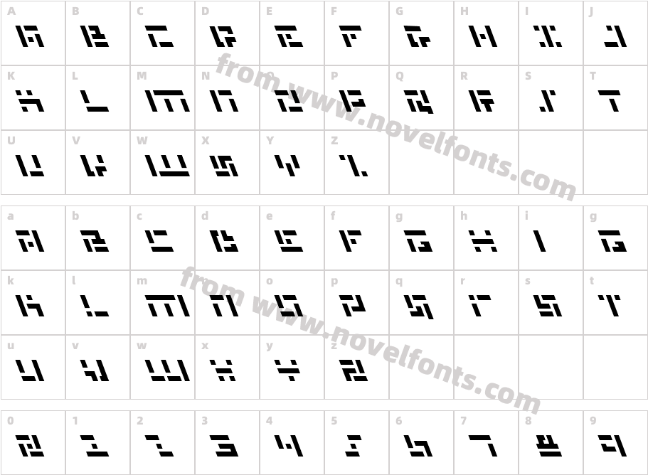 Missile Man LeftalicCharacter Map