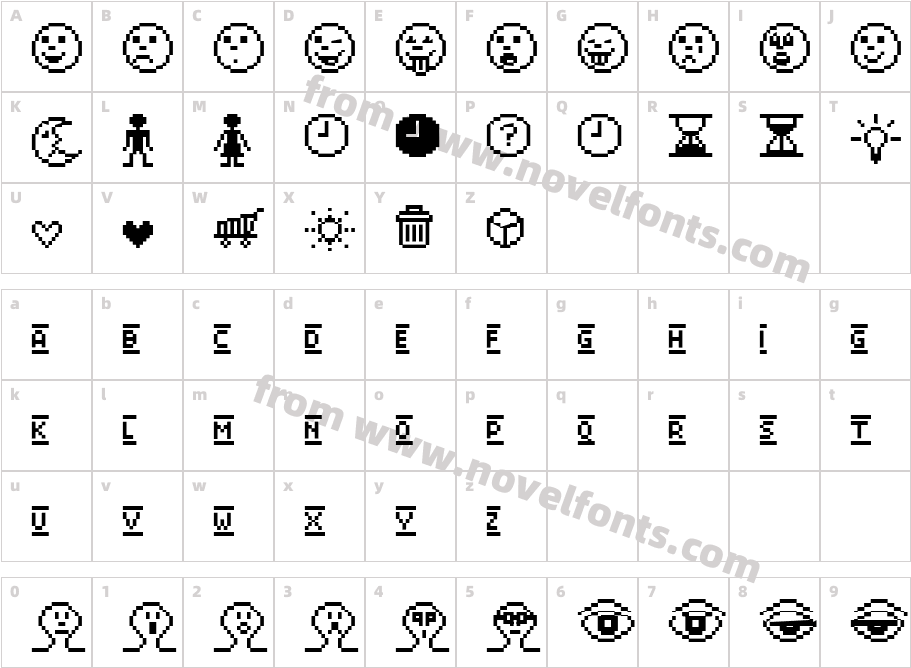 Mister Pixel 16 pt - ToolsOneCharacter Map