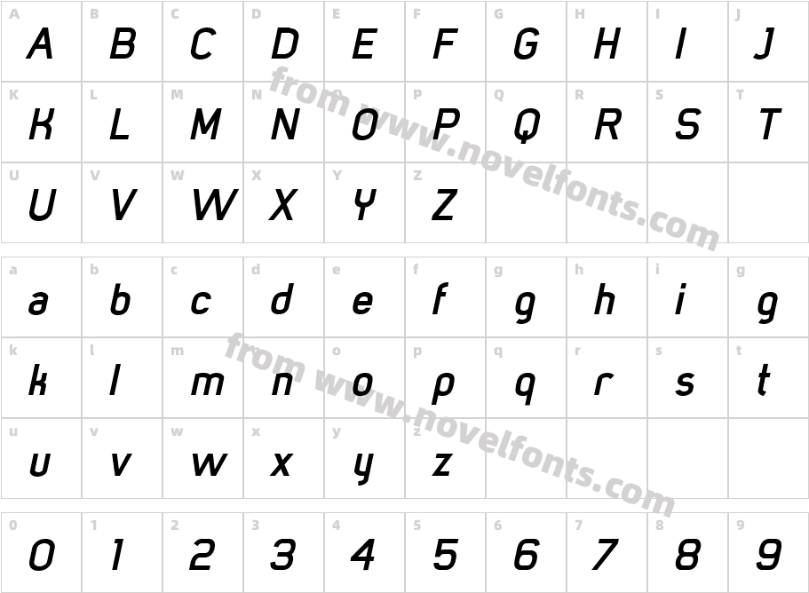 MisterGiacco-BoldObliqueCharacter Map