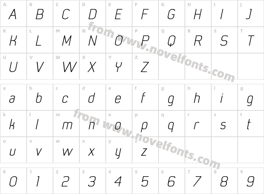 MisterGiacco-LightObliqueCharacter Map