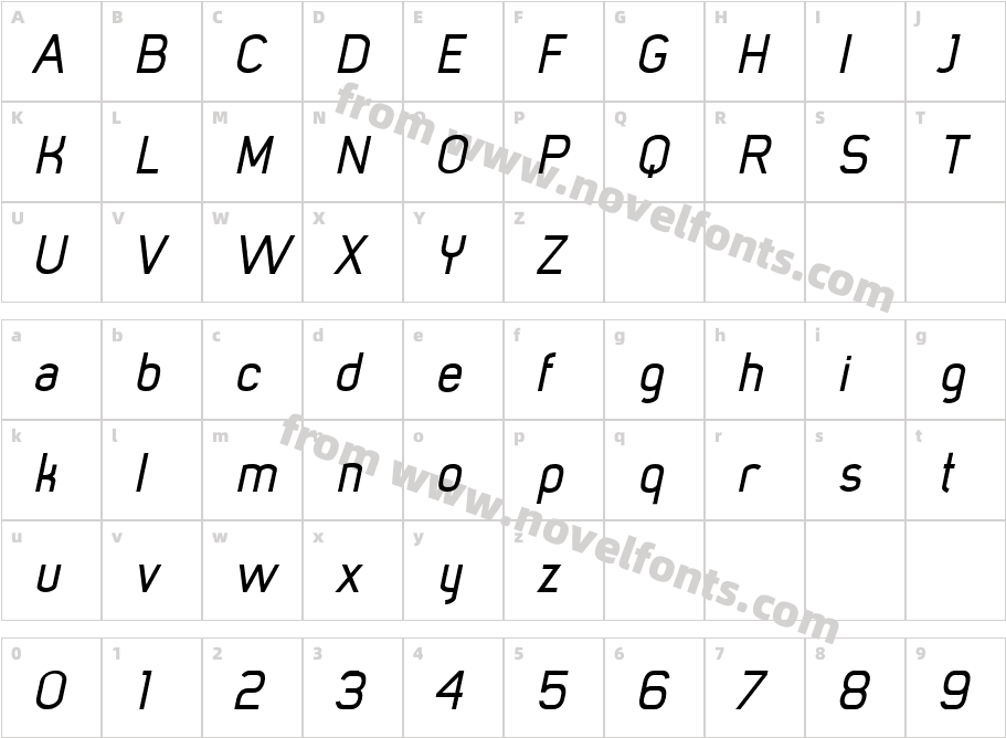 MisterGiacco-MediumObliqueCharacter Map