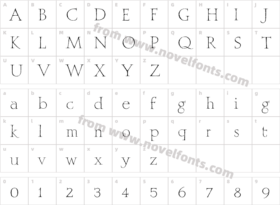 MithrasITCStd-RomanCharacter Map