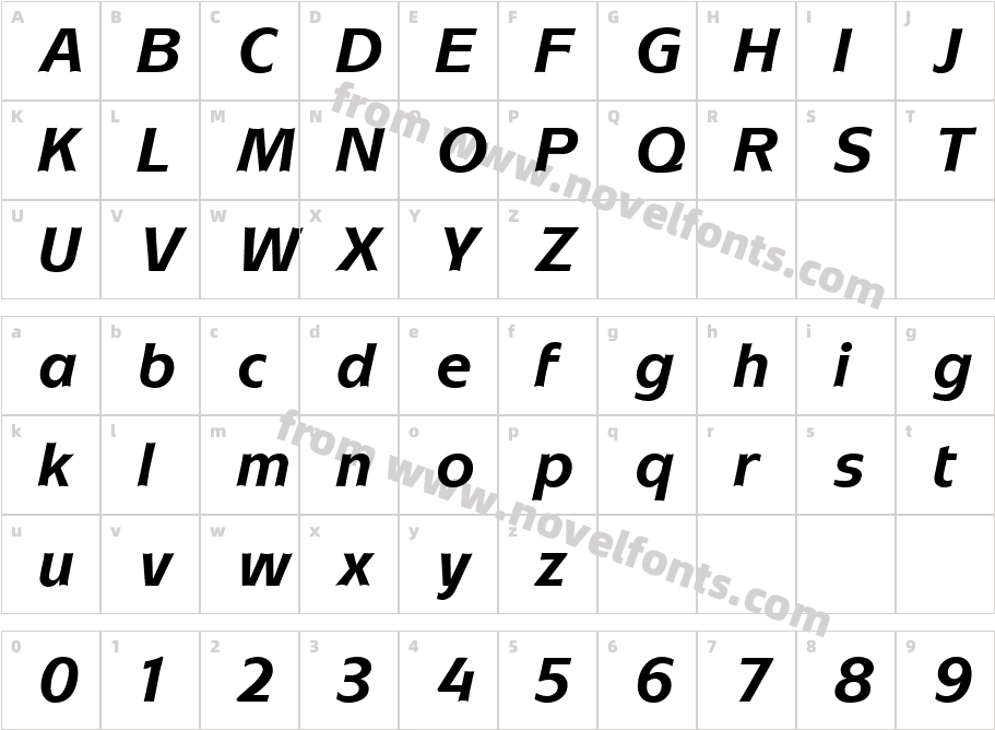 Mixage Bold ItalicCharacter Map