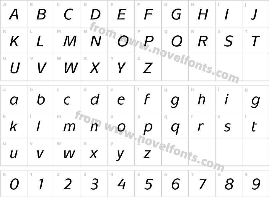 Mixage ITC Std Medium ItalicCharacter Map