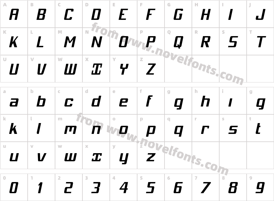 MobitaleCnd-BlackItalicCharacter Map