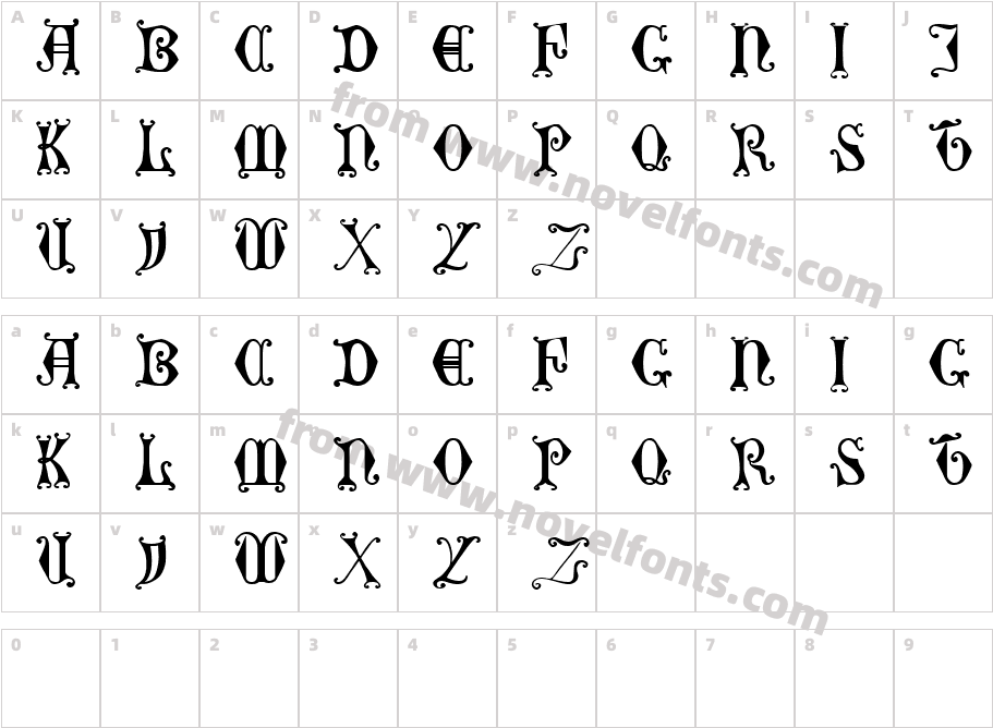 Curled SerifCharacter Map