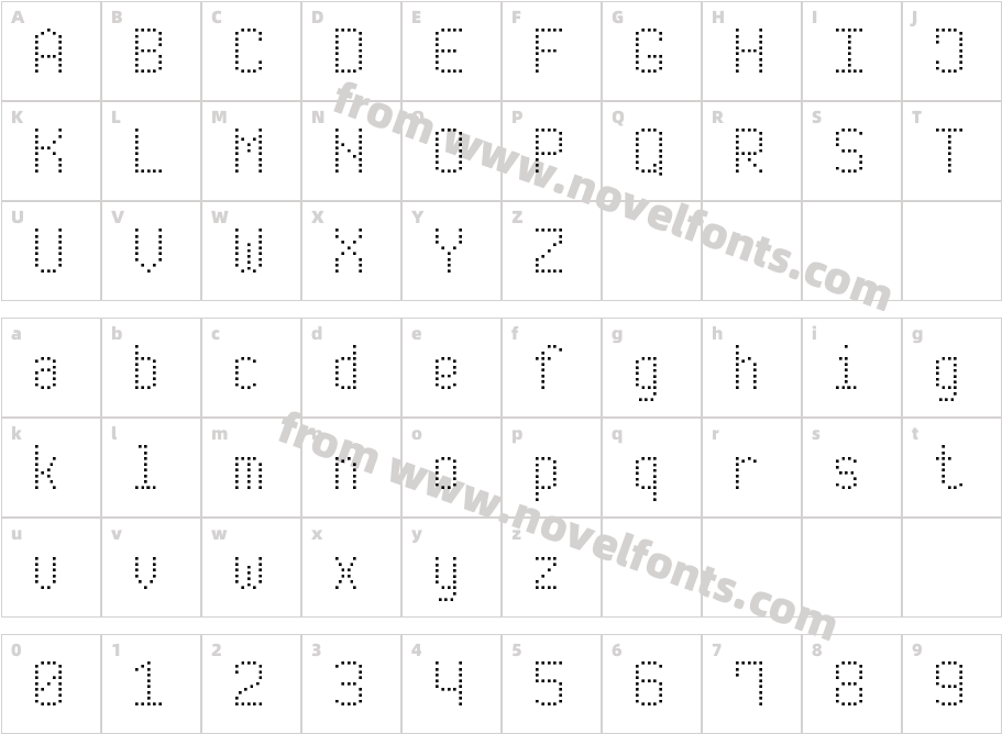 Modern Dot Digital-7Character Map