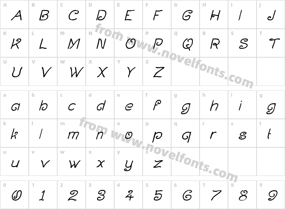 Curlmudgeon ItalicCharacter Map