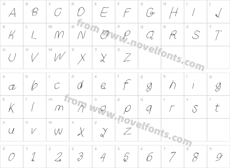 Curly Kue Thin ItalicCharacter Map